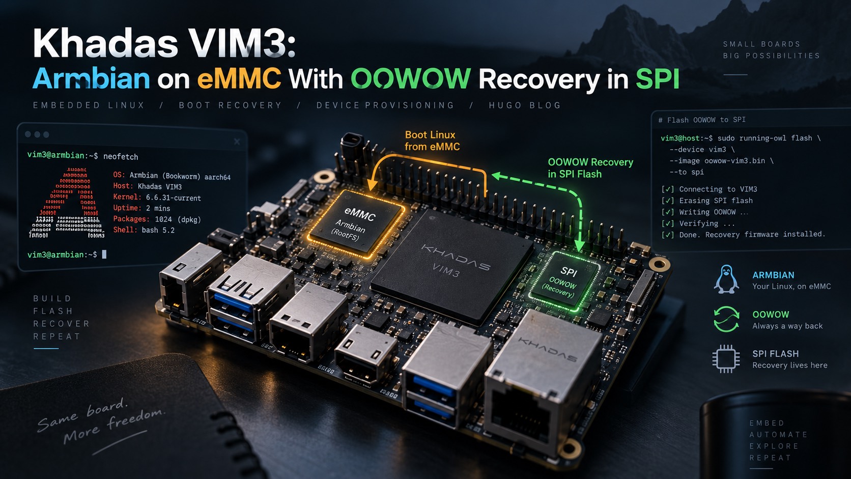 Khadas VIM3: Armbian on eMMC With OOWOW Recovery in SPI